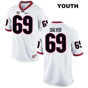 Youth Georgia Bulldogs NCAA #69 Jamaree Salyer Nike Stitched White Authentic College Football Jersey PYF1154FK